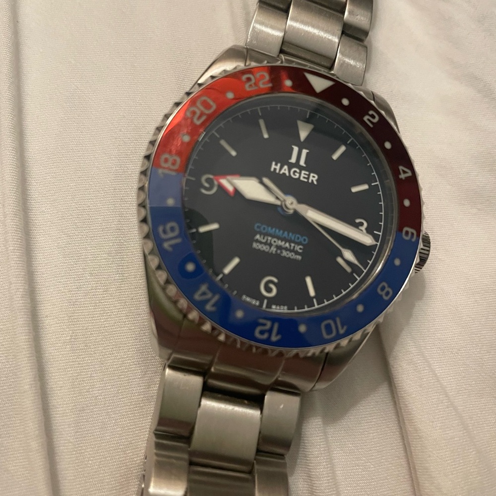 Commando Automatic Watch - Silver and Blue Pepsi